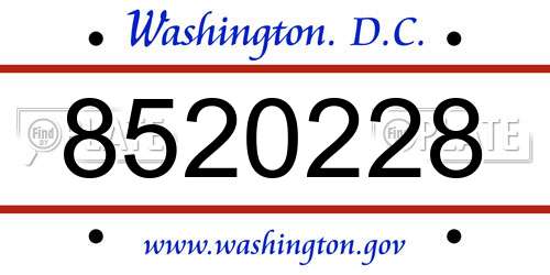 8520228 District Of Columbia License Plate