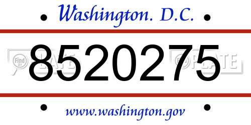 8520275 District Of Columbia License Plate