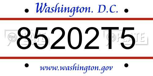 85202T5 District Of Columbia License Plate
