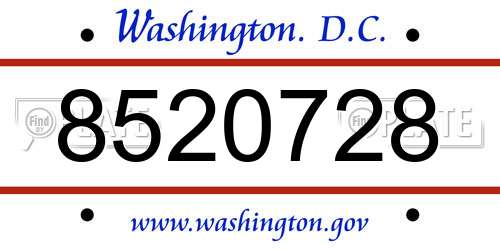 8520728 District Of Columbia License Plate