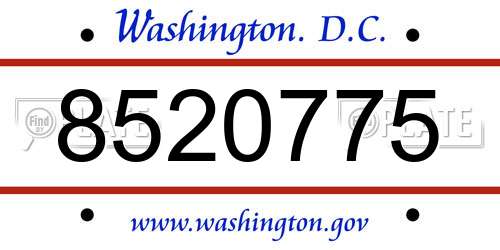 8520775 District Of Columbia License Plate
