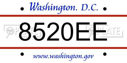 8520EE District Of Columbia License Plate