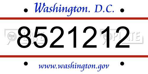 8521212 District Of Columbia License Plate