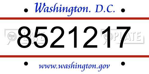 8521217 District Of Columbia License Plate