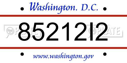 85212I2 District Of Columbia License Plate