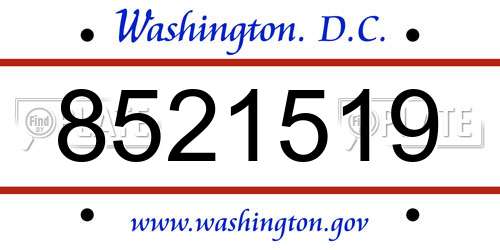 8521519 District Of Columbia License Plate