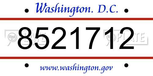 8521712 District Of Columbia License Plate