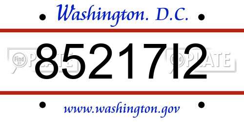 85217I2 District Of Columbia License Plate