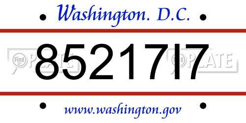 85217I7 District Of Columbia License Plate