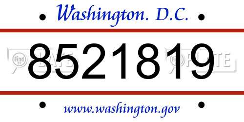 8521819 District Of Columbia License Plate