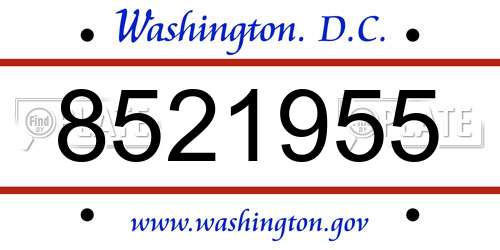 8521955 District Of Columbia License Plate