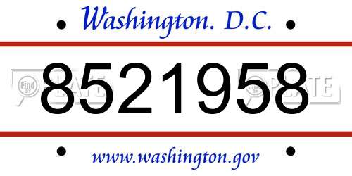 8521958 District Of Columbia License Plate