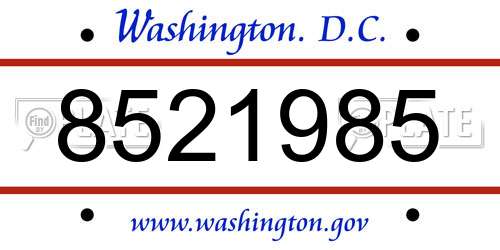 8521985 District Of Columbia License Plate