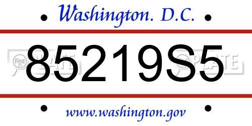 85219S5 District Of Columbia License Plate