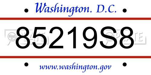 85219S8 District Of Columbia License Plate
