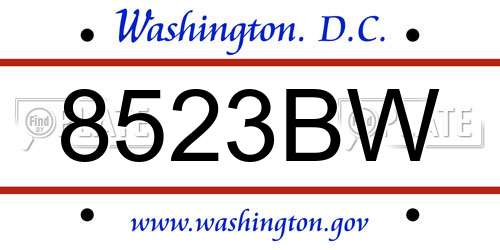 8523BW District Of Columbia License Plate