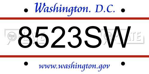 8523SW District Of Columbia License Plate