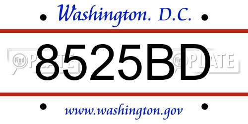 8525BD District Of Columbia License Plate