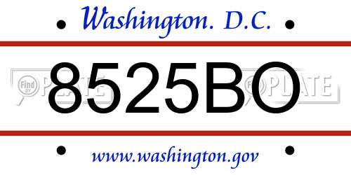 8525BO District Of Columbia License Plate