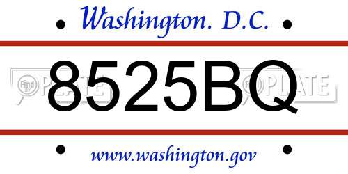 8525BQ District Of Columbia License Plate