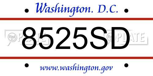 8525SD District Of Columbia License Plate
