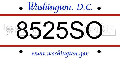 8525SO District Of Columbia License Plate