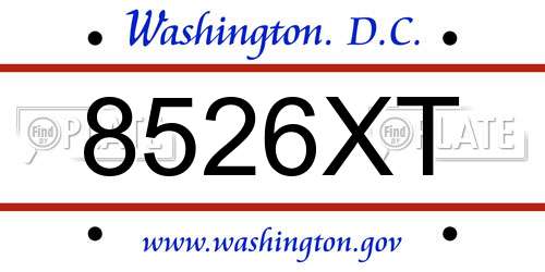 8526XT District Of Columbia License Plate
