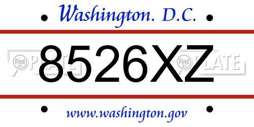 8526XZ District Of Columbia License Plate
