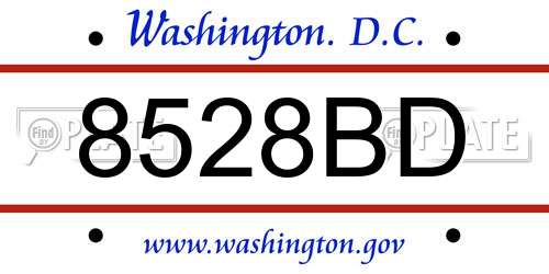 8528BD District Of Columbia License Plate