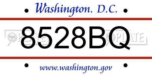 8528BQ District Of Columbia License Plate