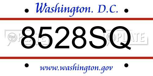 8528SQ District Of Columbia License Plate