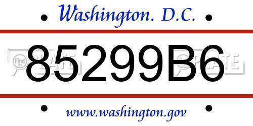 85299B6 District Of Columbia License Plate