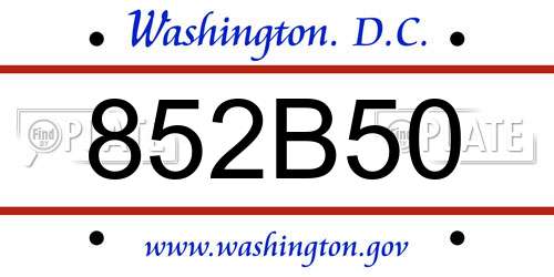 852B50 District Of Columbia License Plate