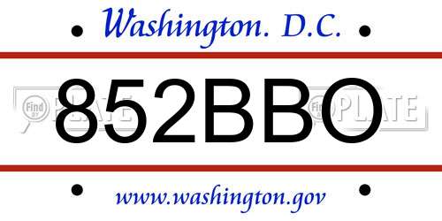 852BBO District Of Columbia License Plate