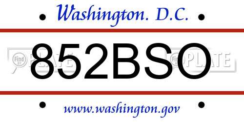 852BSO District Of Columbia License Plate