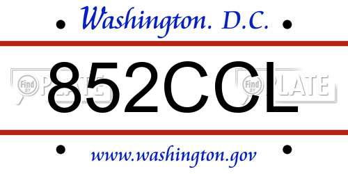 852CCL District Of Columbia License Plate