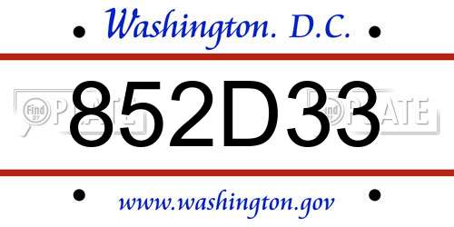 852D33 District Of Columbia License Plate