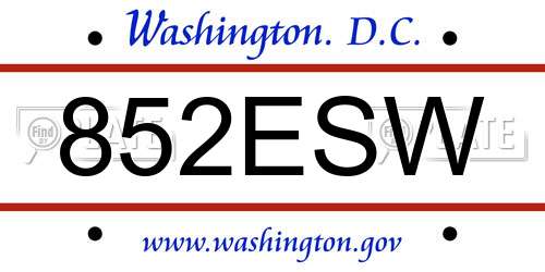 852ESW District Of Columbia License Plate