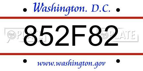 852F82 District Of Columbia License Plate