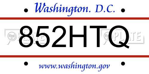 852HTQ District Of Columbia License Plate