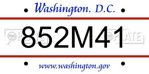 852M41 District Of Columbia License Plate