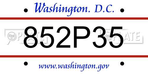 852P35 District Of Columbia License Plate