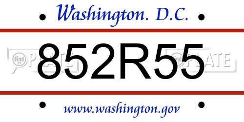 852R55 District Of Columbia License Plate