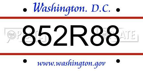 852R88 District Of Columbia License Plate