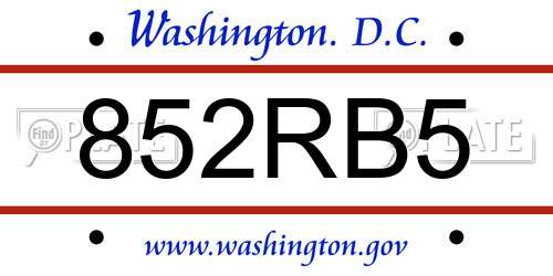 852RB5 District Of Columbia License Plate