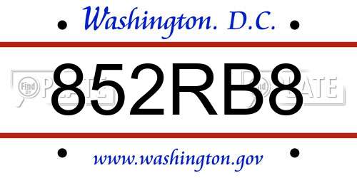 852RB8 District Of Columbia License Plate