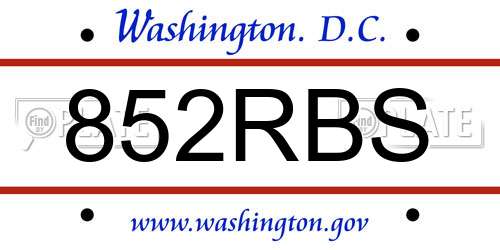 852RBS District Of Columbia License Plate