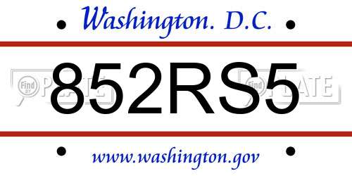 852RS5 District Of Columbia License Plate