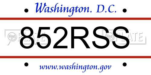 852RSS District Of Columbia License Plate