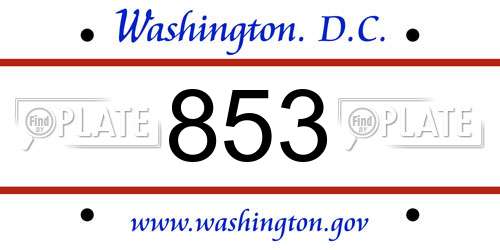 853 District Of Columbia License Plate